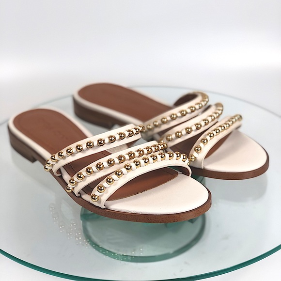 New Coach Isa Leather Slide Sandals 5 Open… - Picture 1 of 5